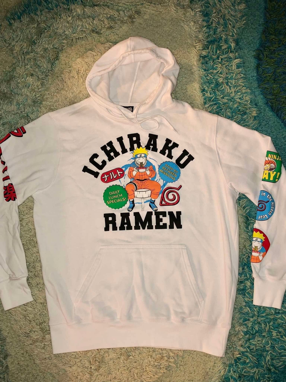 Naruto Men's Graphic Print Fleece Pullover Hoodie Men's L